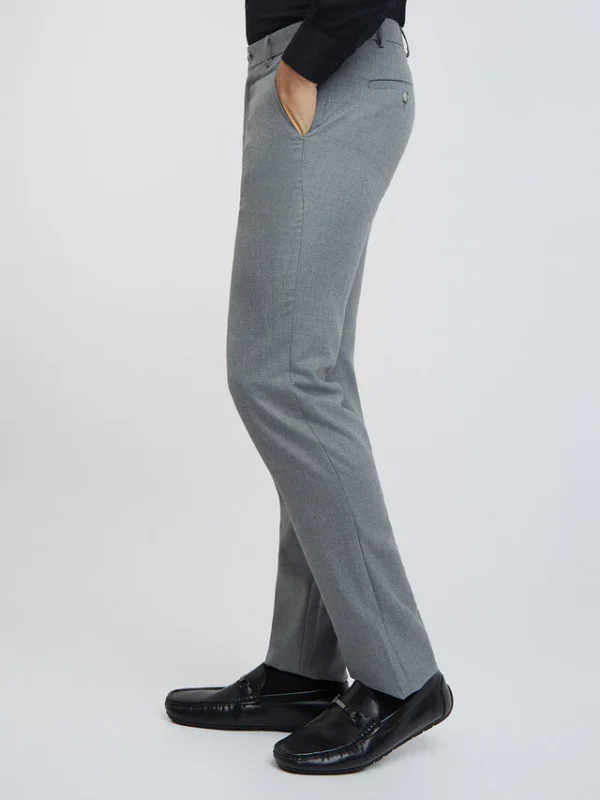 Grey Structure Slim Fit Polyester Blend Trouser - Image 4