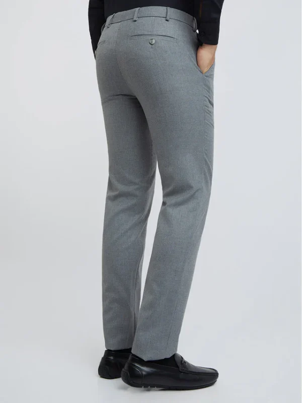 Grey Structure Slim Fit Polyester Blend Trouser - Image 5