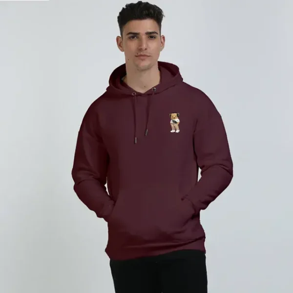 Aesthetic Teddy Maroon Oversized Hoodie (Heavyweight) - Image 3