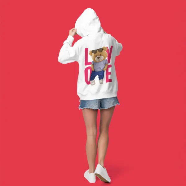 Love Teddy White Oversized Hoodie (Heavyweight) - Image 6